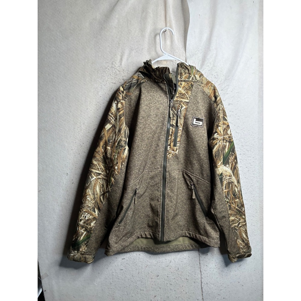 Banded Mens Camo Fleece Lined Softshell Jacket Hooded Brown Large 9226